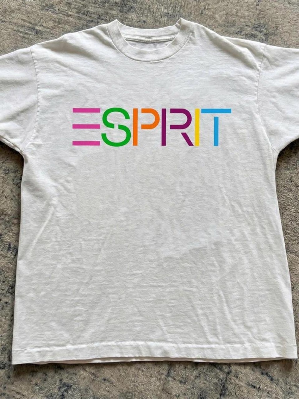 Vintage Esprit Rainbow Color Logo Graphic T-Shirt, 90s Retro Minimal Tee